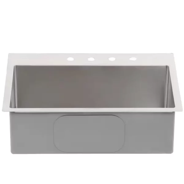 Professional 32 in. Tight Radius Drop-in 16G Stainless Steel 4-Hole Single Bowl Kitchen Sink with Accessories