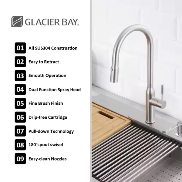 All-in-One Zero Radius Drop-in 18G Stainless Steel 30 in. 2-Hole Single Bowl Workstation Kitchen Sink, Pull-Down Faucet