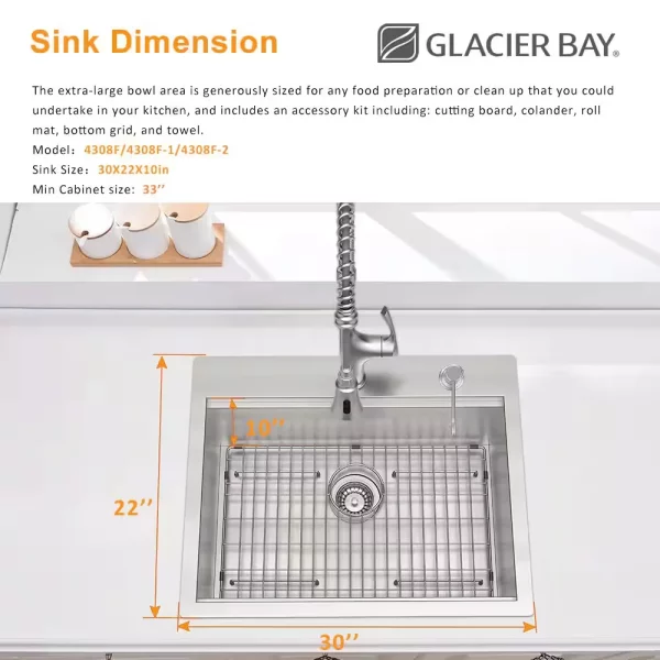 All-in-One Zero Radius Drop-in 18G Stainless Steel 30 in. 2-Hole Single Bowl Workstation Kitchen Sink, Pull-Down Faucet