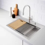 All-in-One Zero Radius Drop-in 18G Stainless Steel 30 in. 2-Hole Single Bowl Workstation Kitchen Sink, Pull-Down Faucet