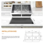 Professional 33 in. Zero Radius Drop-In 50/50 Double Bowl Drop-In Stainless Steel Kitchen Sink with Accessories