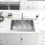 Professional 33 in. Zero Radius Drop-In 50/50 Double Bowl Drop-In Stainless Steel Kitchen Sink with Accessories