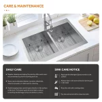 Professional 33 in. Zero Radius Drop-In 50/50 Double Bowl Drop-In Stainless Steel Kitchen Sink with Accessories