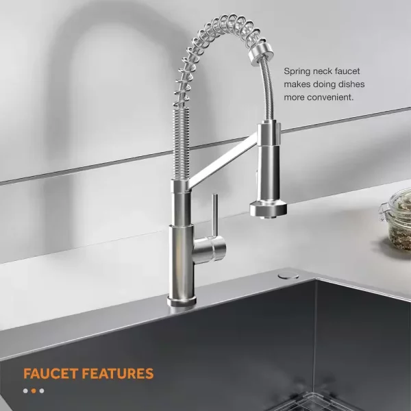 All-in-One Tight Radius Drop-In/Undermount 18G Stainless Steel 25 in. Single Bowl Kitchen Sink with Spring Neck Faucet