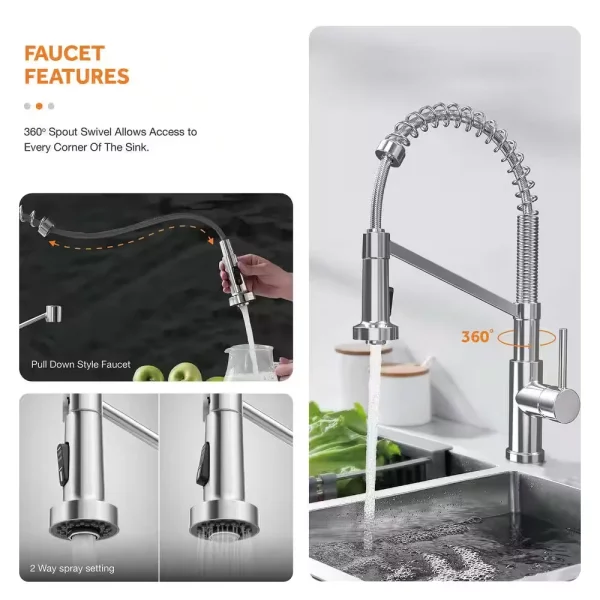 All-in-One Tight Radius Drop-In/Undermount 18G Stainless Steel 25 in. Single Bowl Kitchen Sink with Spring Neck Faucet