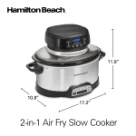 2 in 1 6 Qt. Stainless Steel Slow Cooker with Air Fry Lid