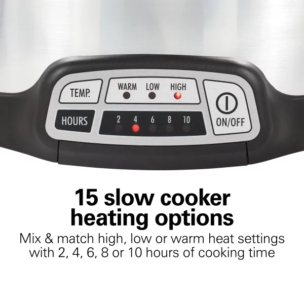 2 in 1 6 Qt. Stainless Steel Slow Cooker with Air Fry Lid