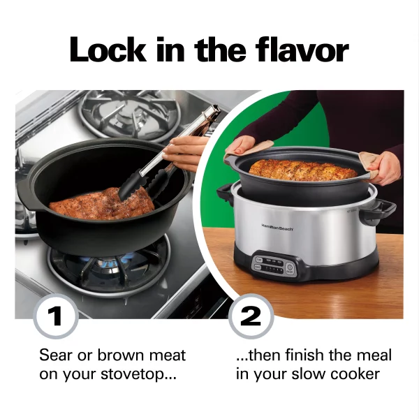 Stovetop Sear and Cook 6 Qt. Stainless Steel Slow Cooker