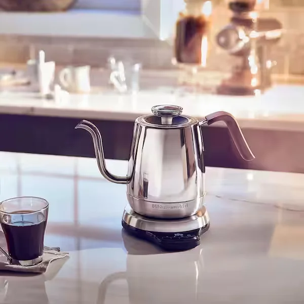 Precision 4.25-Cup Gooseneck Stainless Steel Electric Kettle with Alarm