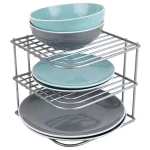 Heavy Weight Vinyl Coated Steel Corner Shelf in Silver
