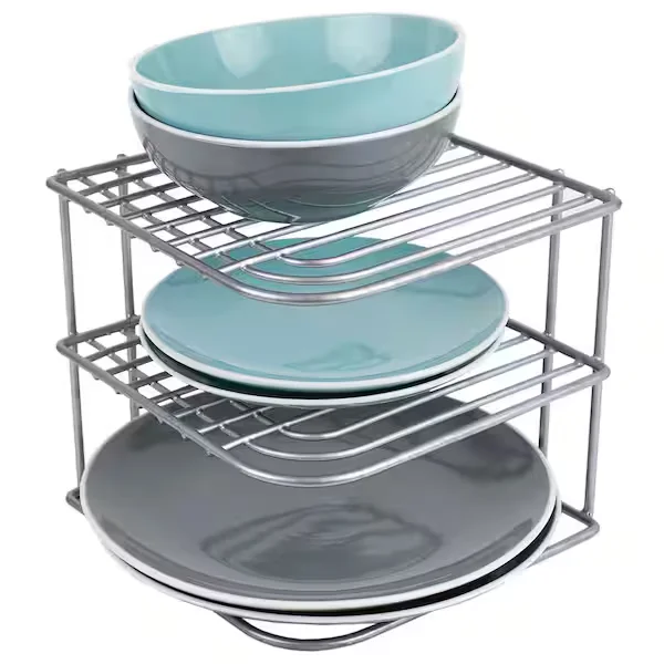 Heavy Weight Vinyl Coated Steel Corner Shelf in Silver