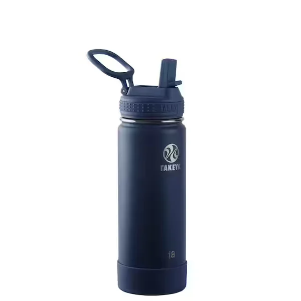 Actives 18 oz. Midnight Insulated Stainless Steel Water Bottle with Straw Lid
