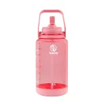 64 oz. Tritan Plastic Straw Motivational Bottle Wide Handle Flutter Pink