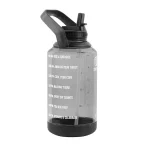 64 oz. Tritan Plastic Straw Motivational Bottle Wide Handle Stormy Black