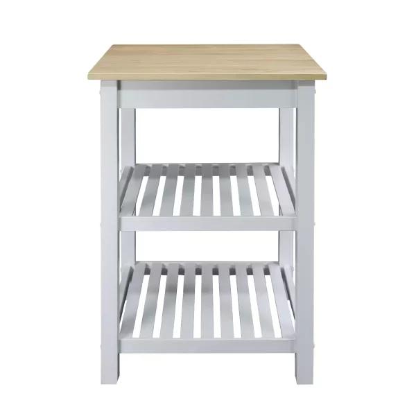 Sunrise White Kitchen Island with Harvest Hardwood top