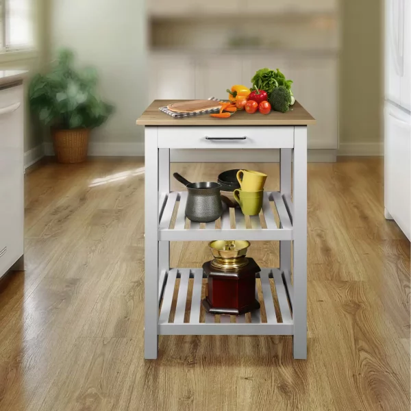Sunrise White Kitchen Island with Harvest Hardwood top