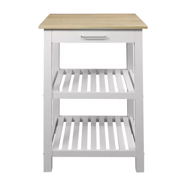 Sunrise White Kitchen Island with Harvest Hardwood top