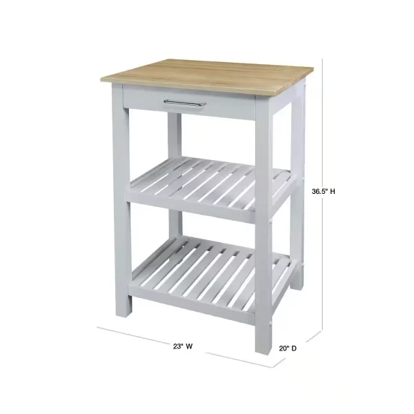 Sunrise White Kitchen Island with Harvest Hardwood top
