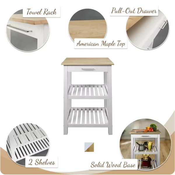Sunrise White Kitchen Island with Harvest Hardwood top