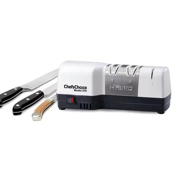 3-Stage White Hybrid Diamond Hone Electric Knife Sharpener