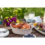French White 1.5-Qt Oval Ceramic Casserole Dish with Glass Cover