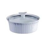 French White 1.5-Qt Round Ceramic Casserole Dish with Glass Cover