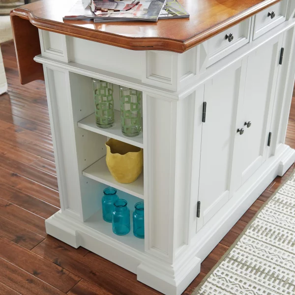Americana White Kitchen Island With Drop Leaf