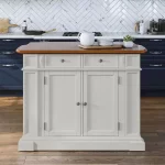 Americana White Kitchen Island With Drop Leaf