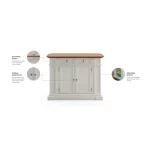 Americana White Kitchen Island With Drop Leaf