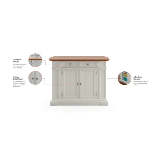 Americana White Kitchen Island With Drop Leaf