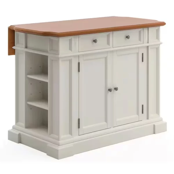 Americana White Kitchen Island With Drop Leaf