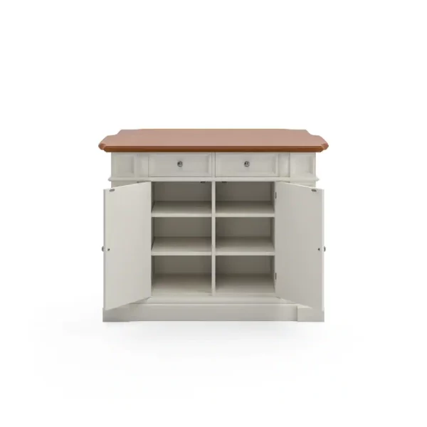 Americana White Kitchen Island With Drop Leaf