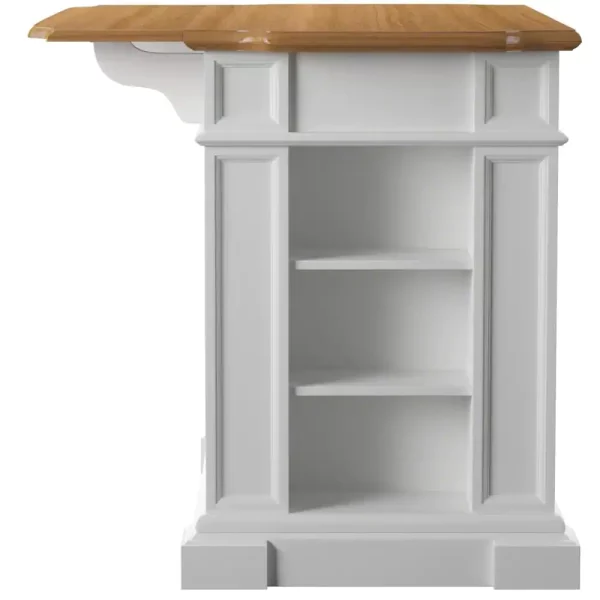 Americana White Kitchen Island With Drop Leaf