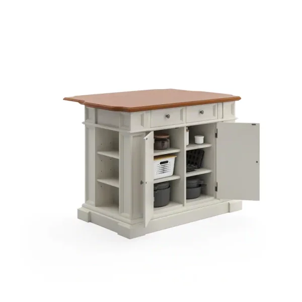 Americana White Kitchen Island With Drop Leaf