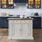 Americana White Kitchen Island With Drop Leaf