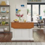 Americana White Kitchen Island With Drop Leaf