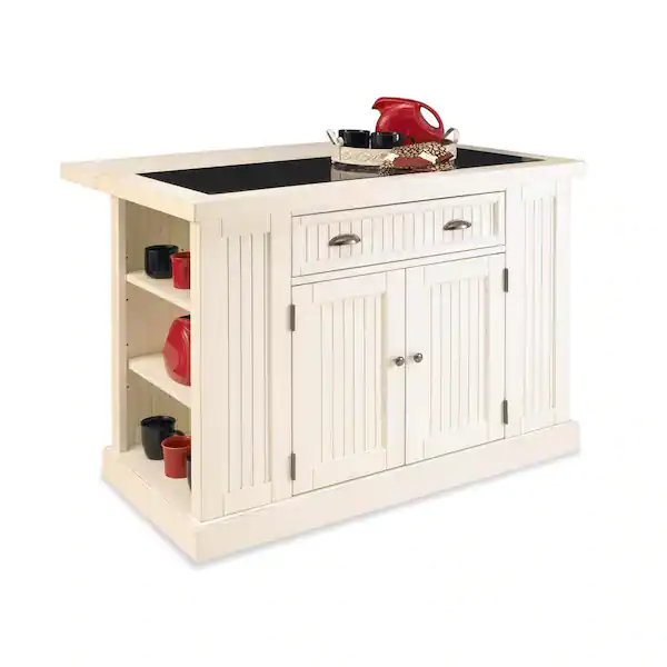 Nantucket White Kitchen Island With Granite Top