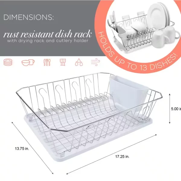 White Chrome 3-Piece Set Dish Rack