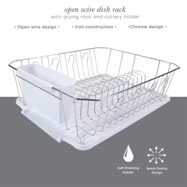 White Chrome 3-Piece Set Dish Rack