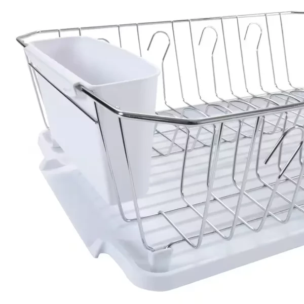 White Chrome 3-Piece Set Dish Rack