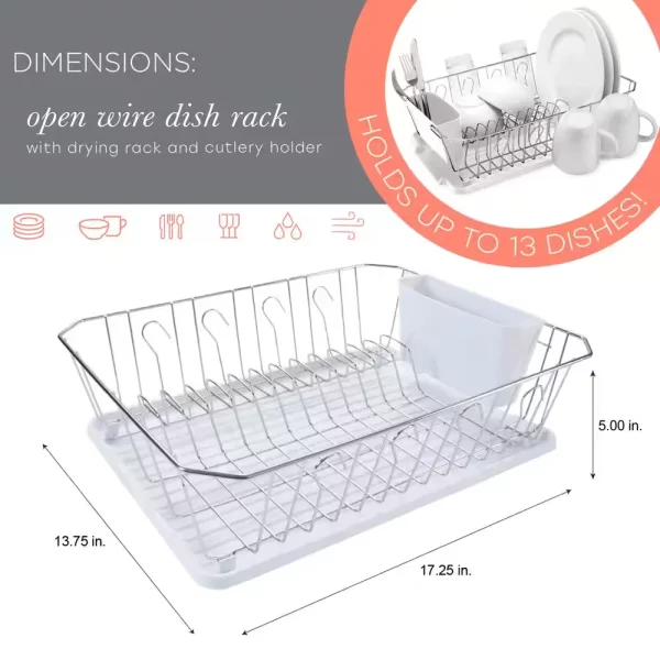White Chrome 3-Piece Set Dish Rack