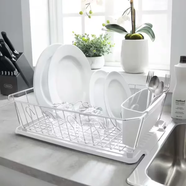 White Chrome 3-Piece Set Dish Rack
