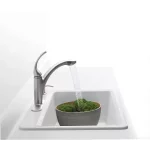 Riverby Workstation Drop-In Cast Iron 33 in. 4-Hole Single Bowl Kitchen Sink Kit with Included Accessories in White