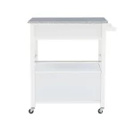 Caitlin White Kitchen Cart with Granite Top and Storage