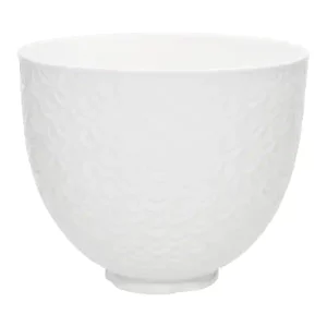5 Qt. White Mermaid Lace Textured Ceramic Bowl