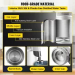 Water Distiller 750 Watt Purifier Filter 1.1 Gal. Fully Upgraded Distilling Pure Water Machine with Handle, White