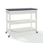 White Kitchen Cart With Black Granite Top
