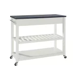 White Kitchen Cart With Black Granite Top