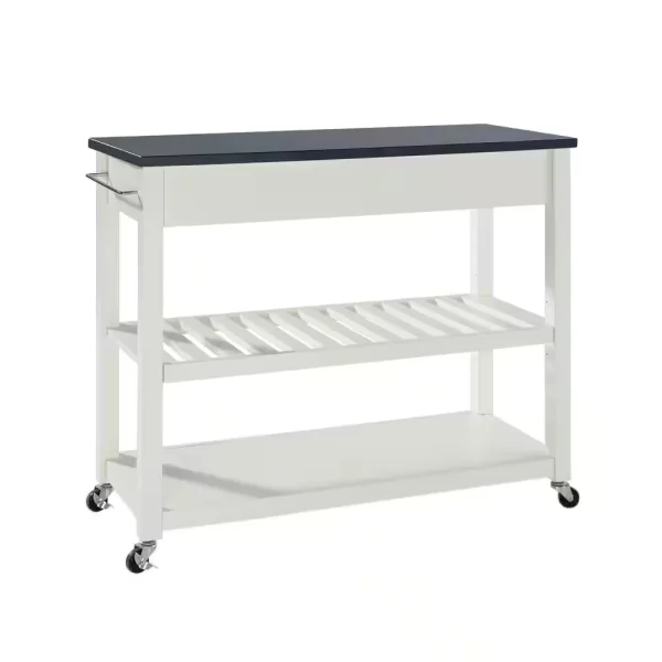 White Kitchen Cart With Black Granite Top