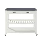 White Kitchen Cart With Black Granite Top